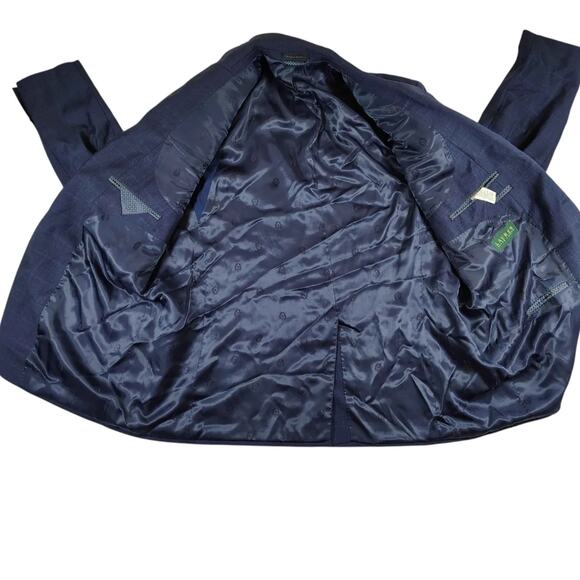 Lauren Ralph Lauren Men's Dark Navy / Blue Checkered Suit Jacket - Size: 48L - Picture 2 of 10